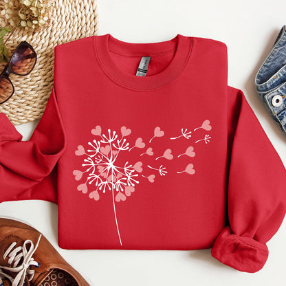 Dandelion Hearts, Flower, Sweatshirt, Valentine's Day