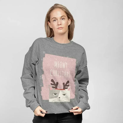 Meowy Christmas Sweatshirt - Festive Cat Loungewear | Femstylo