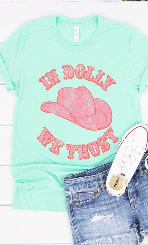 Retro In Dolly We Trust Hat Graphic Tee PLUS - Aaria Tees