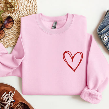 Double Heart Pocket Print, Sweatshirt, Valentine's Day