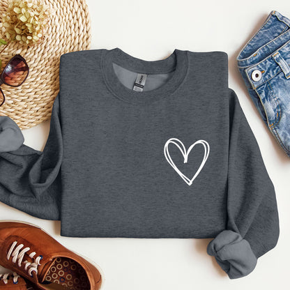 Double Heart Pocket Print, Sweatshirt, Valentine's Day