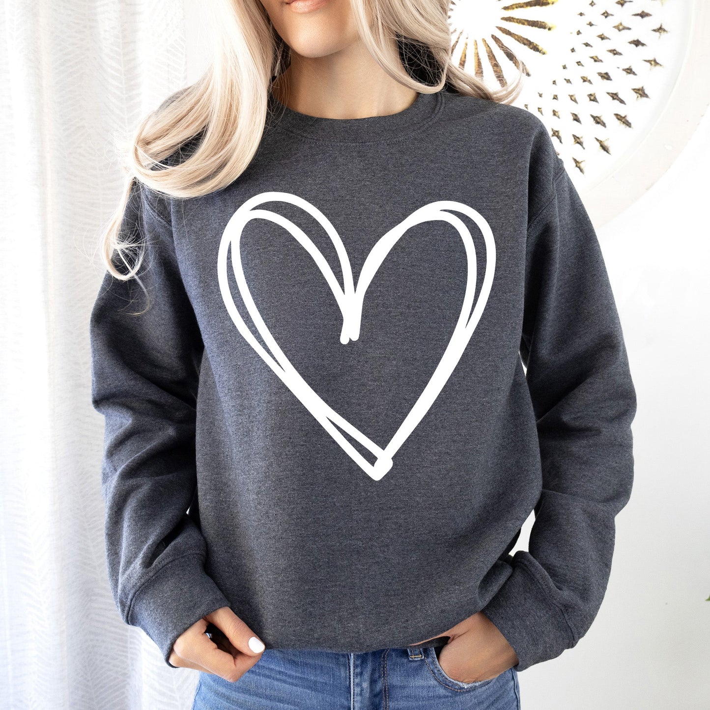 Double Heart, Sketch, Doodle, Love, Sweatshirt, Valentine's Day