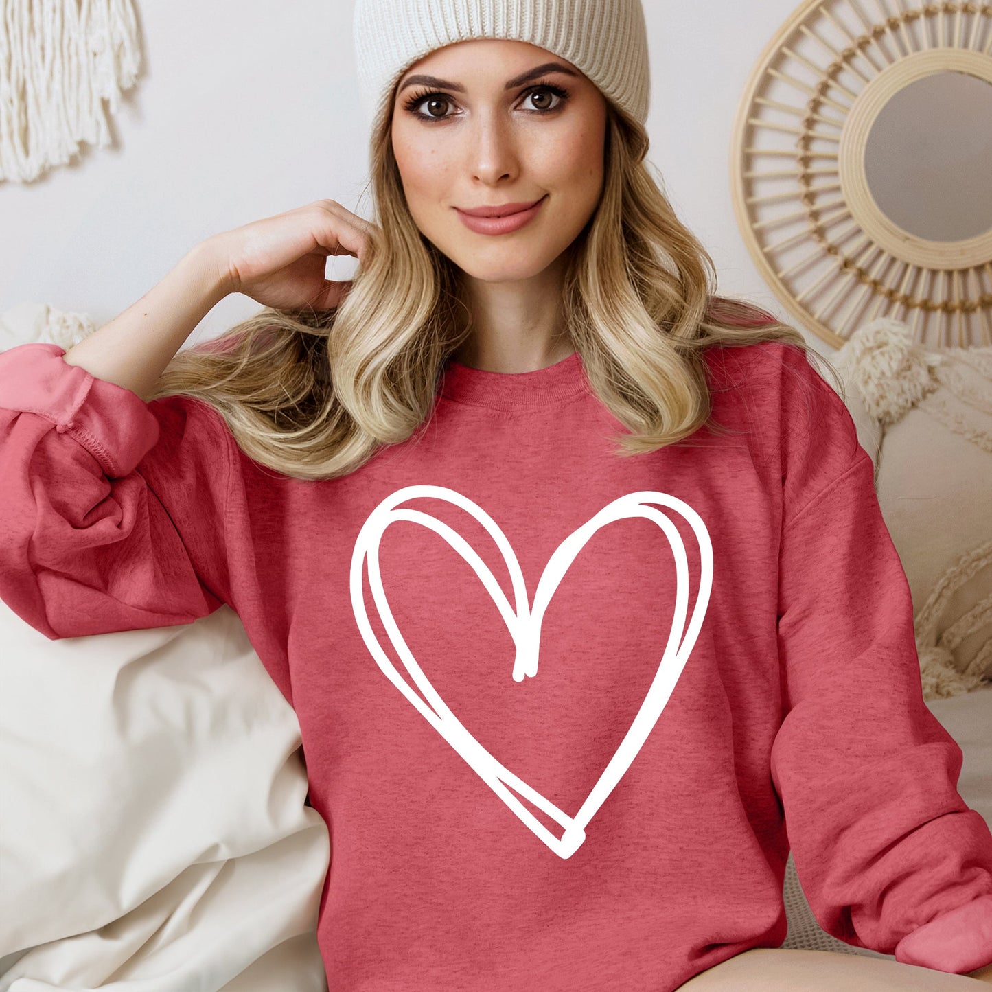 Double Heart, Sketch, Doodle, Love, Sweatshirt, Valentine's Day