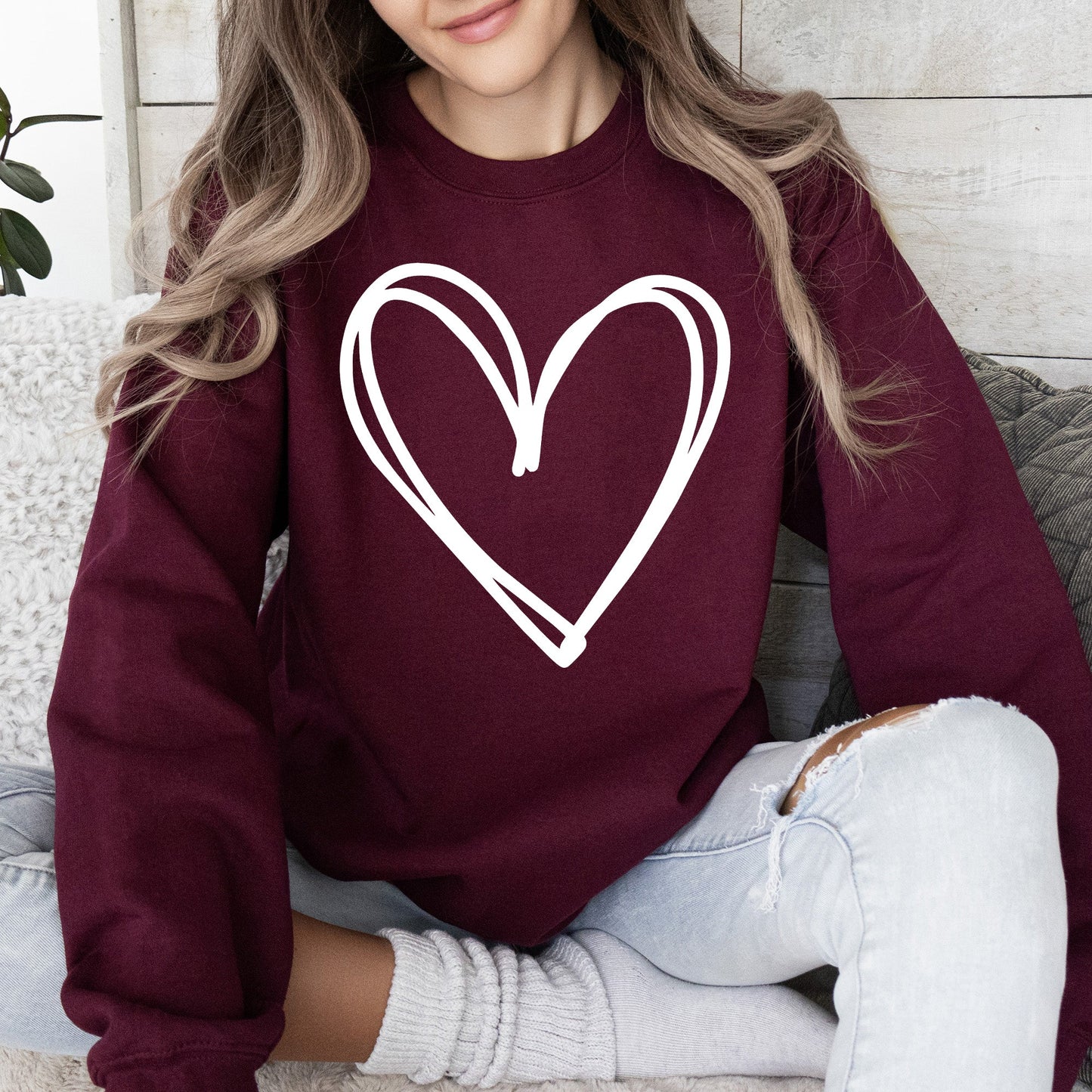 Double Heart, Sketch, Doodle, Love, Sweatshirt, Valentine's Day