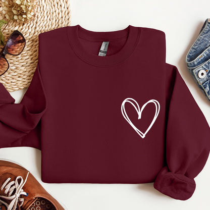 Double Heart Pocket Print, Sweatshirt, Valentine's Day