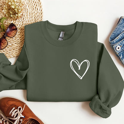 Double Heart Pocket Print, Sweatshirt, Valentine's Day