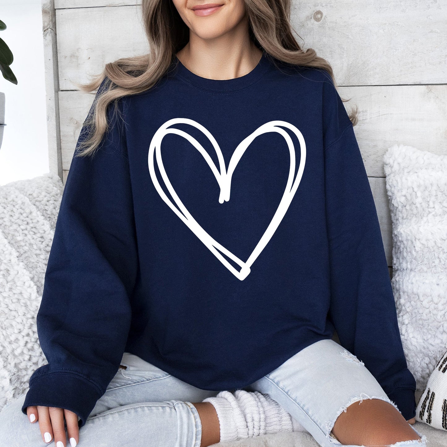 Double Heart, Sketch, Doodle, Love, Sweatshirt, Valentine's Day