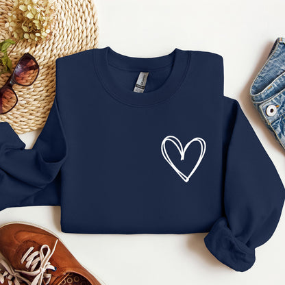 Double Heart Pocket Print, Sweatshirt, Valentine's Day