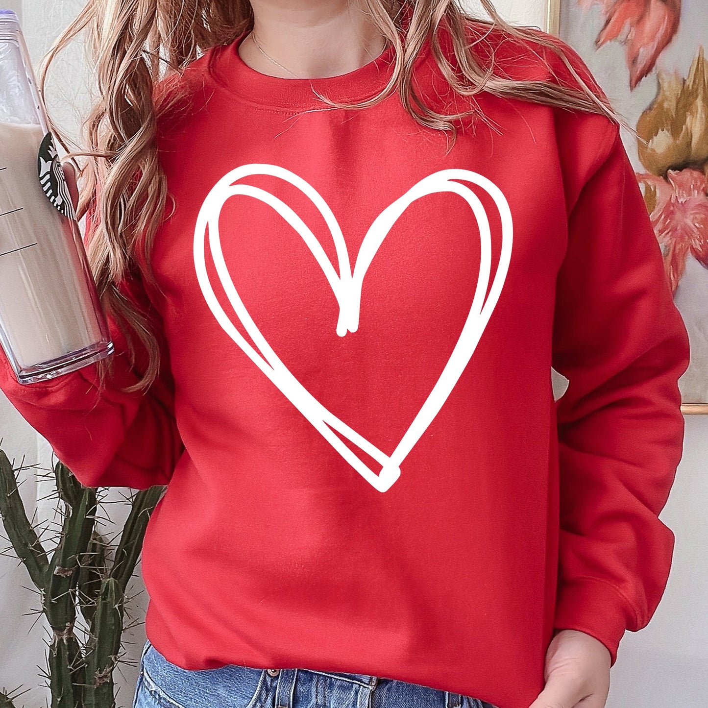 Double Heart, Sketch, Doodle, Love, Sweatshirt, Valentine's Day