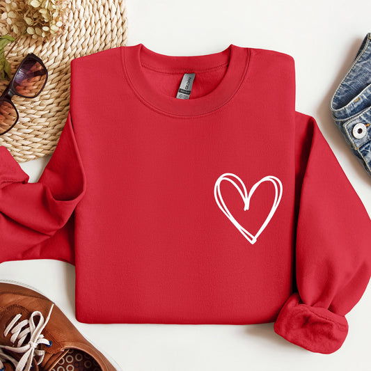 Double Heart Pocket Print, Sweatshirt, Valentine's Day