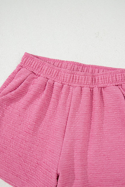 Solid Textured T-Shirt and Shorts Set