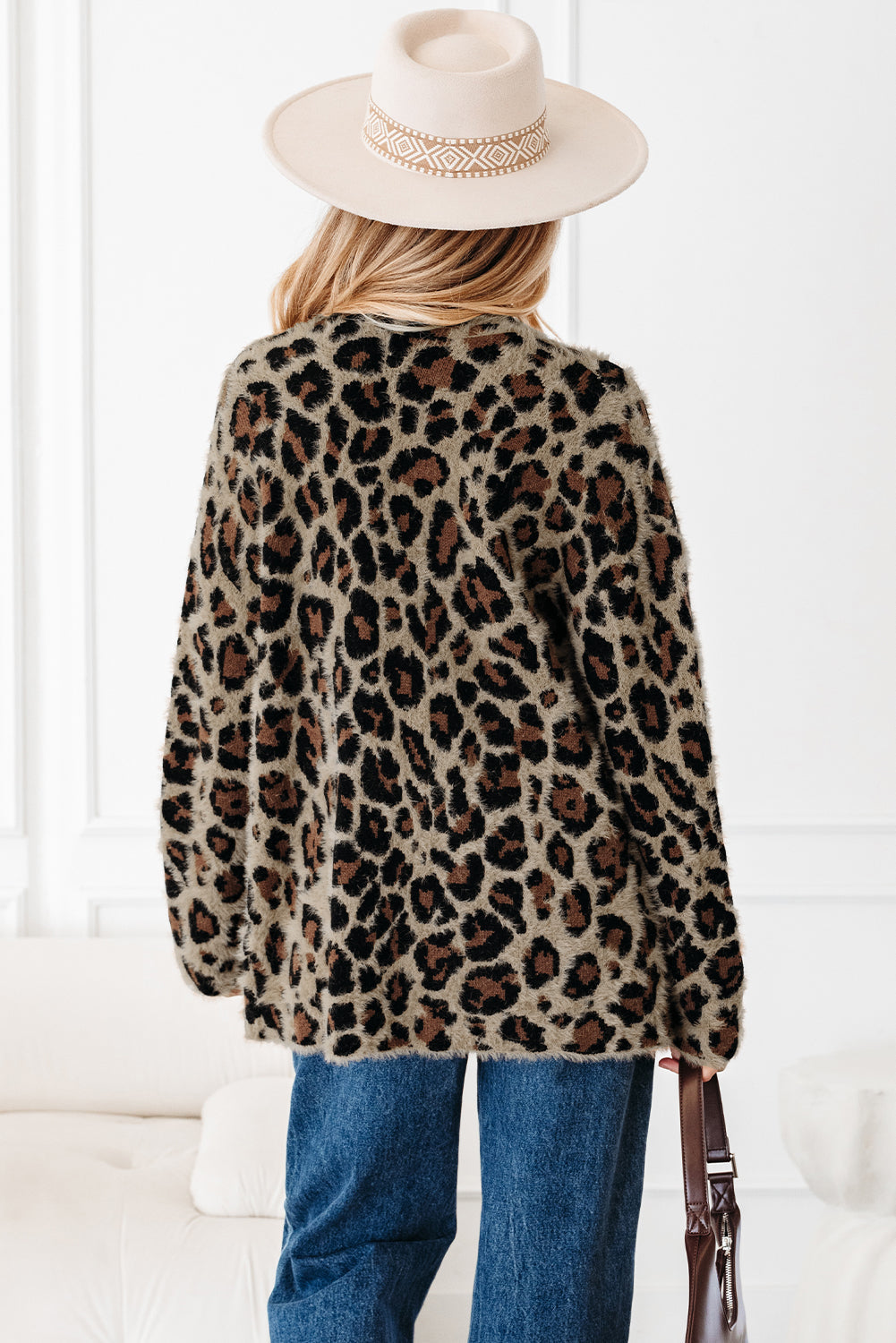 Leopard Open-Front Cardigan