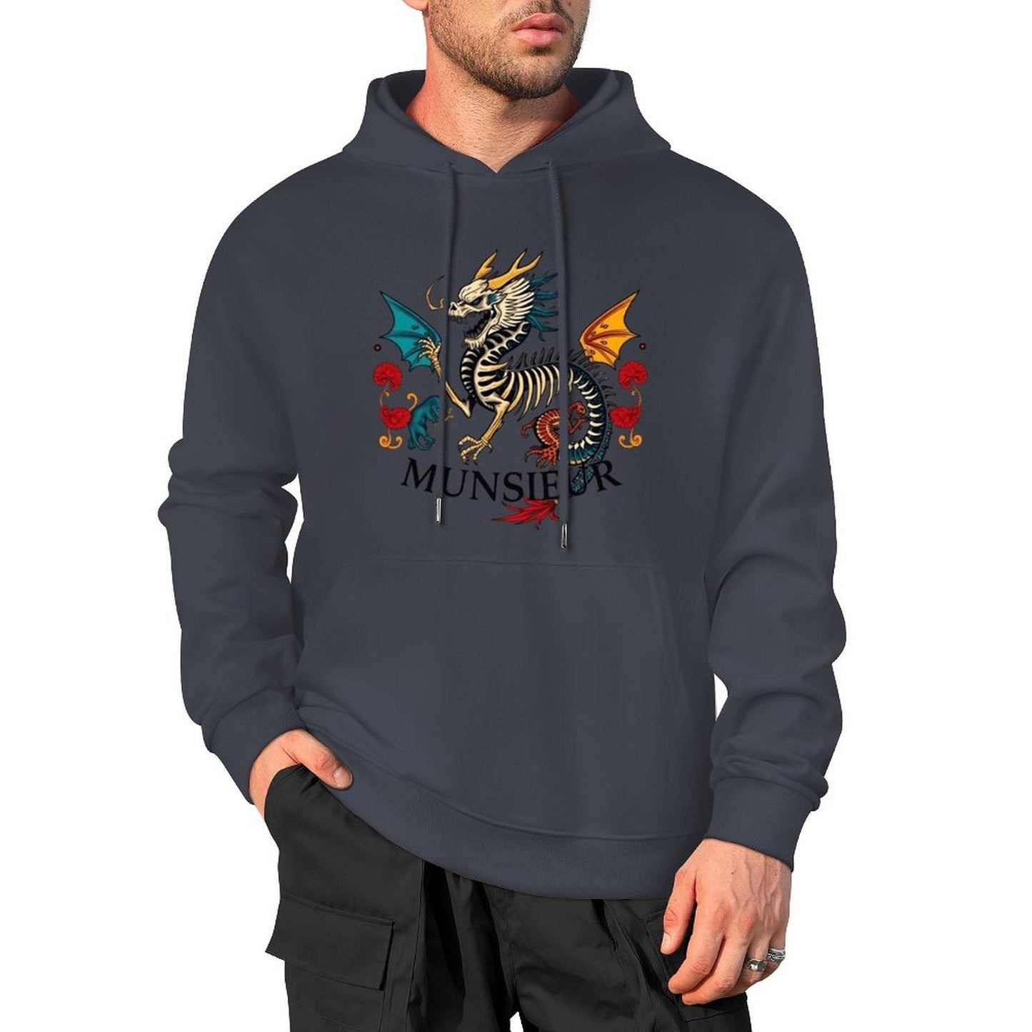 Munsieur Inferno Crest: Dragon Hoodie for Men