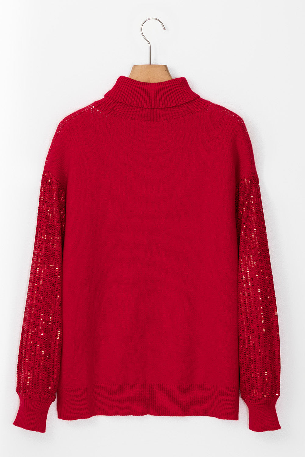Christmas Merry Sequin Sleeve Turtleneck Sweater
