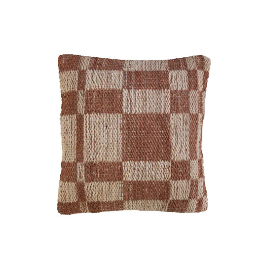 20" Square Woven Jute & Cotton Pillow