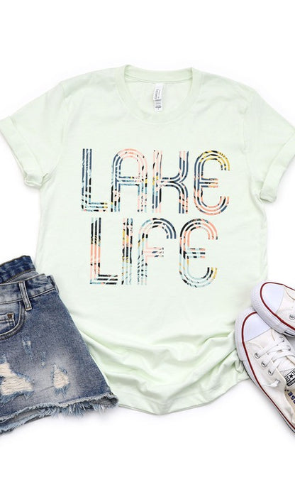 Floral Lake Life Graphic Tee PLUS - Aaria Tees