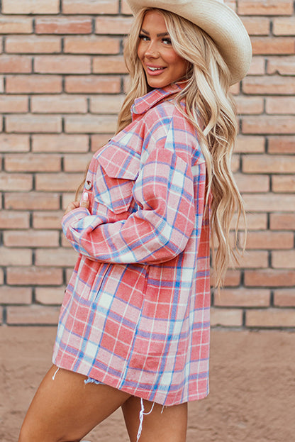 Natalie Plaid Button Up Shacket - Aaria Tees
