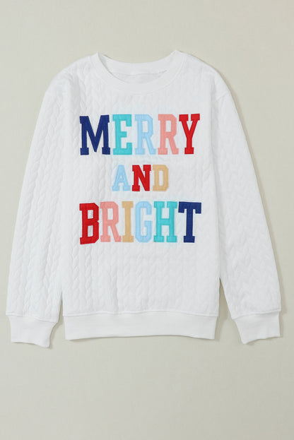 Christmas Merry And Bright Cable Knit Pullover Sweatshirt