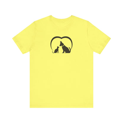Dog Cat Love Unisex Jersey Short Sleeve Tee