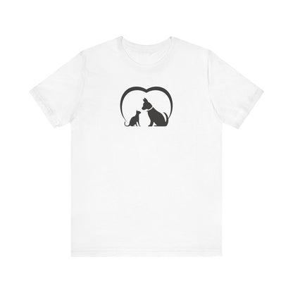 Dog Cat Love Unisex Jersey Short Sleeve Tee
