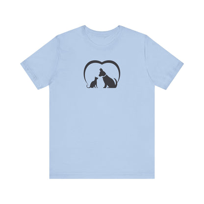 Dog Cat Love Unisex Jersey Short Sleeve Tee