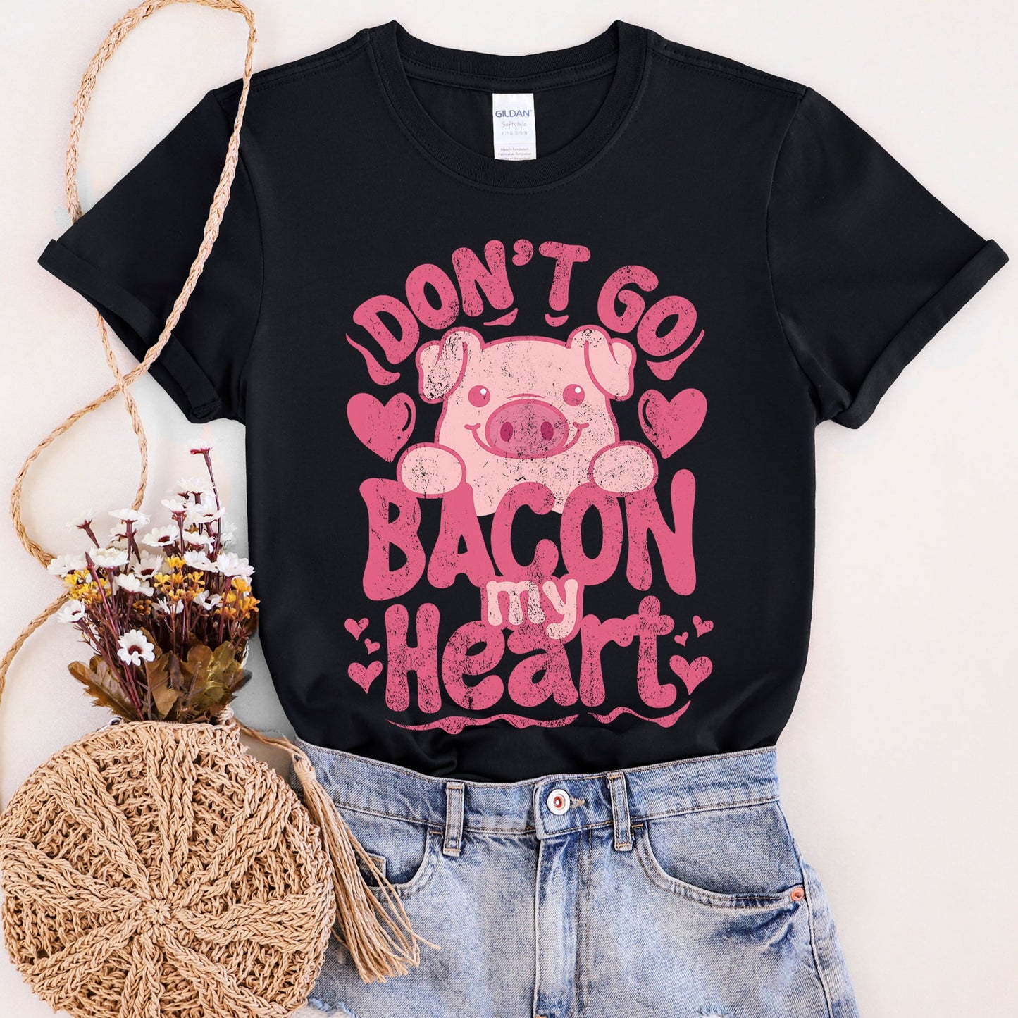 Don't Go Bacon My Heart, Pig, Funny, Super Soft Tshirt, Valentine's Day