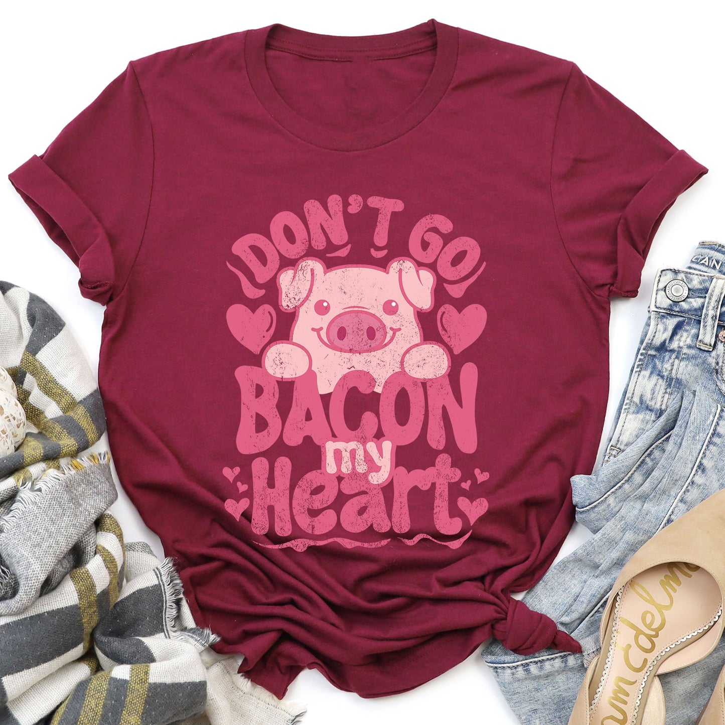 Don't Go Bacon My Heart, Pig, Funny, Super Soft Tshirt, Valentine's Day
