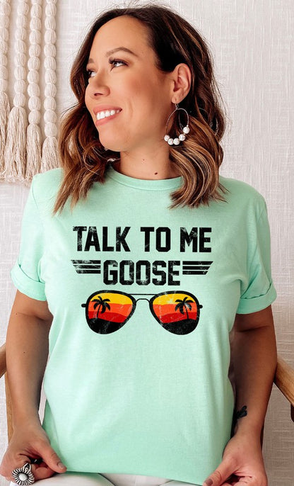 Talk to Me Goose Sunset Graphic Tee - Aaria Tees