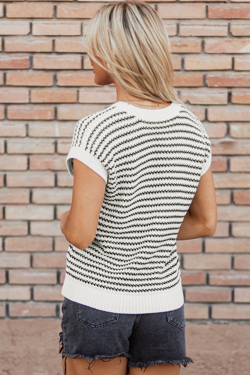 Simone Loose Fit Knitted Sweater Vest - Aaria Tees