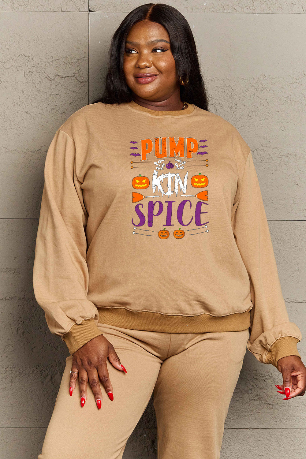 Simply Love Full Size PUMPKIN SPICE Graphic Sweatshirt - Aaria Tees