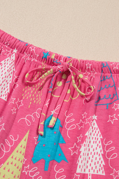 Christmas Tree V-Neck Tee and Pants Lounge Set