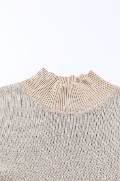 Leopard Mock Neck Side Slit Sweater