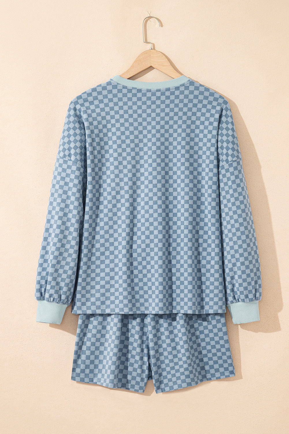 Checker Long Sleeve Pullover and Shorts Set