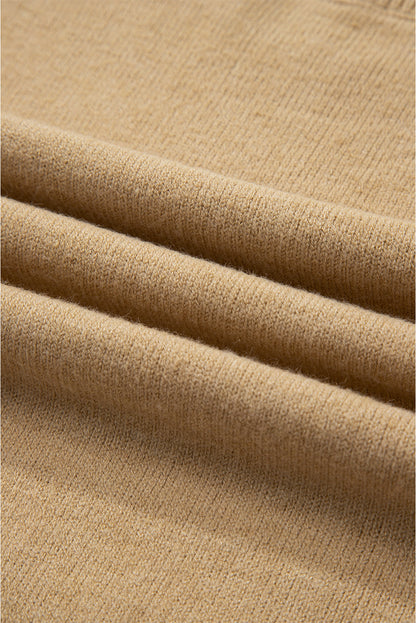 Leopard Bow Split Cuff Contrast Trim Sweater