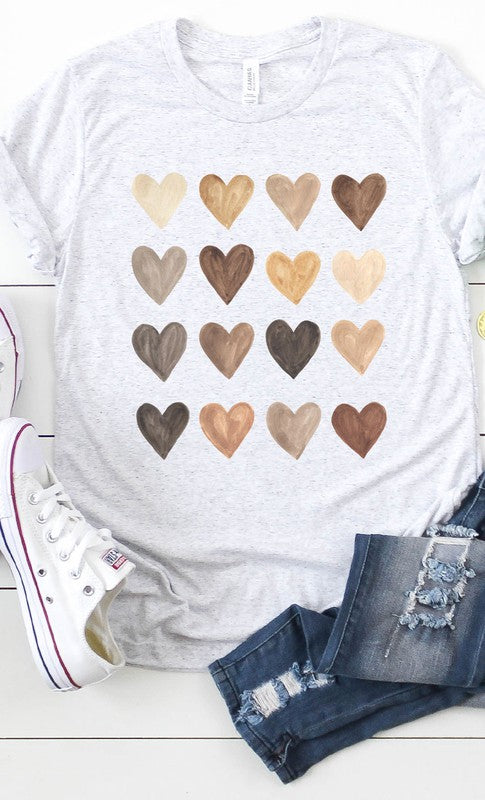 Neutral Heart Grid Graphic Tee PLUS - Aaria Tees