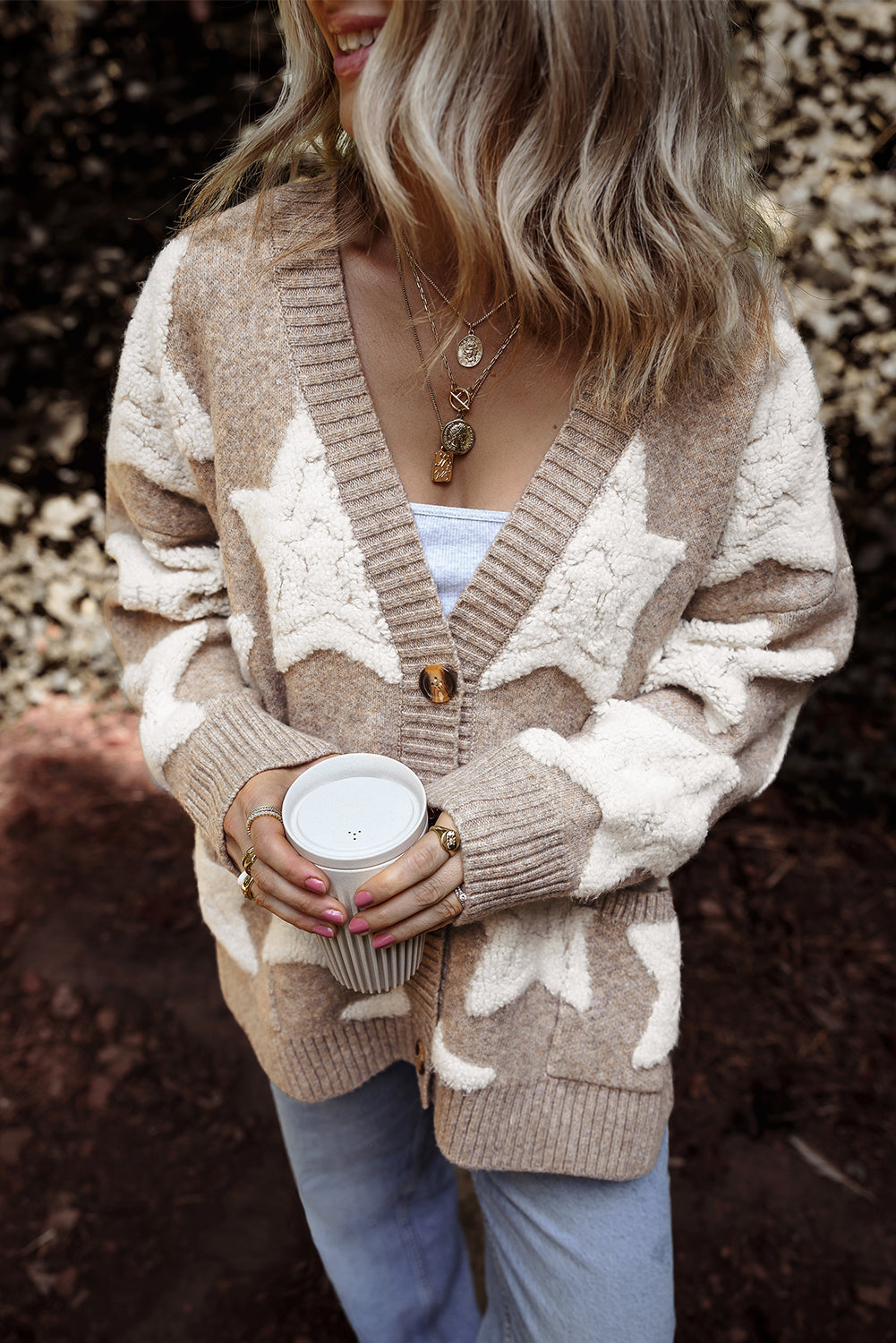 Clare Sherpa Star Cardigan - Aaria Tees