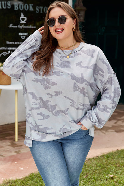 Plus Size Camouflage Crewneck Sweatshirt