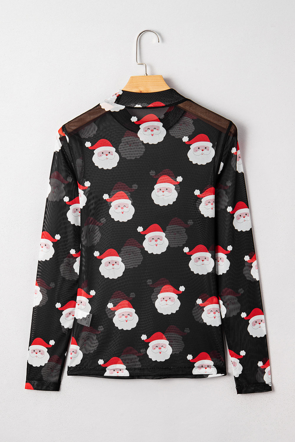 Black Christmas Fashion Print Slim Fit Long Sleeve Top