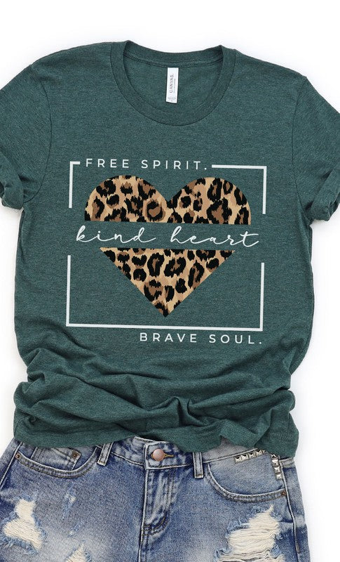 Free Spirit Leopard Heart Graphic Tee PLUS - Aaria Tees