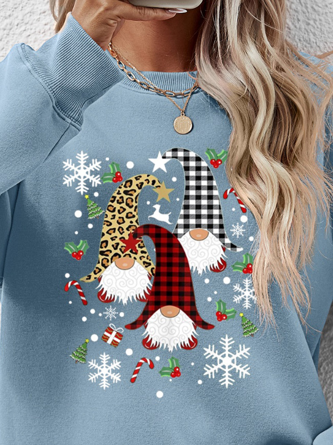 Faceless Gnomes Graphic Drop Shoulder Sweatshirt - Aaria Tees Aaria Tees
