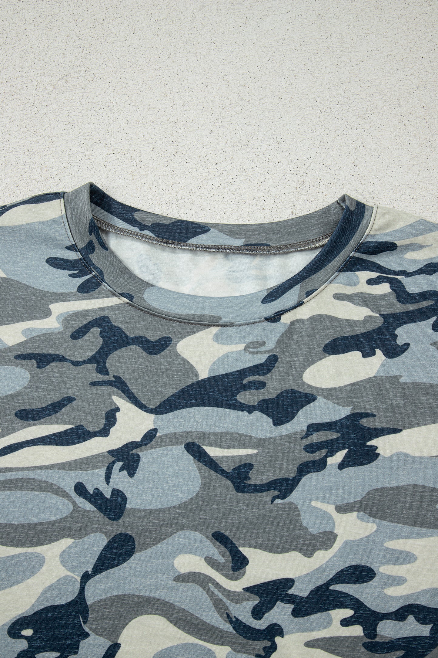 Green Camouflage Print Crew Neck T Shirt