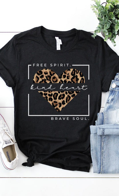 Free Spirit Leopard Heart Graphic Tee PLUS - Aaria Tees