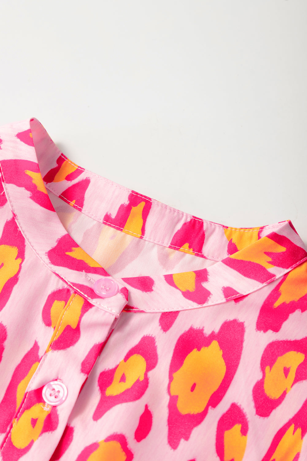 Leopard Balloon Sleeve Button-Up Shirt