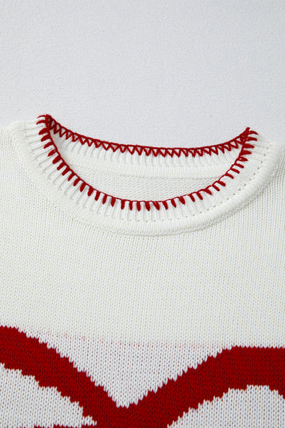 Christmas Bow Colorblock Long Sleeve Sweater