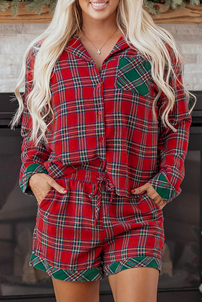 Christmas Plaid Patchwork Pajama Set