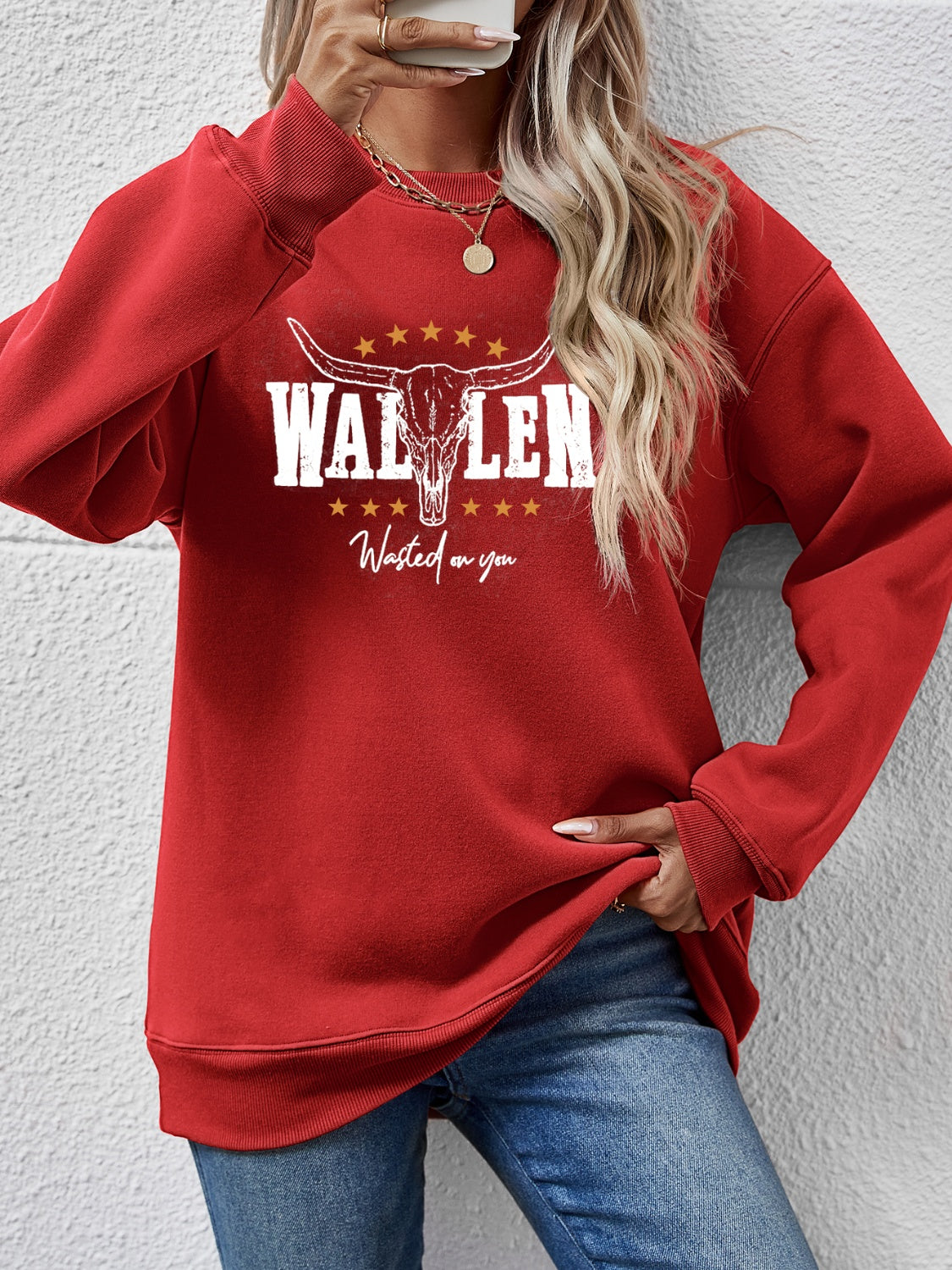 Graphic Round Neck Dropped Shoulder Sweatshirt - Aaria Tees Aaria Tees