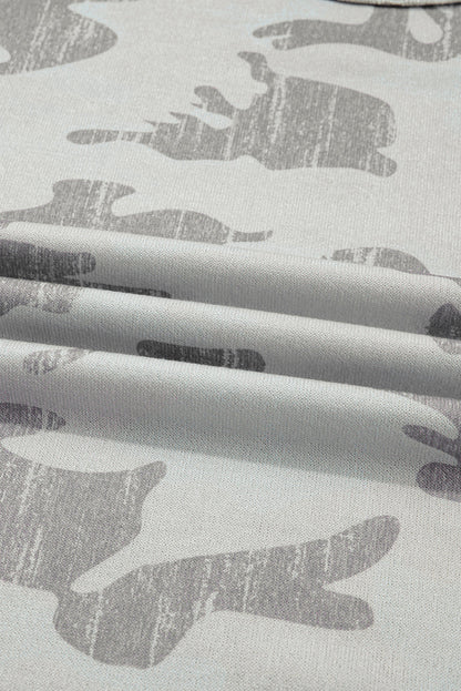 Multicolour Camouflage Print Round Neck Plus Size Sweatshirt