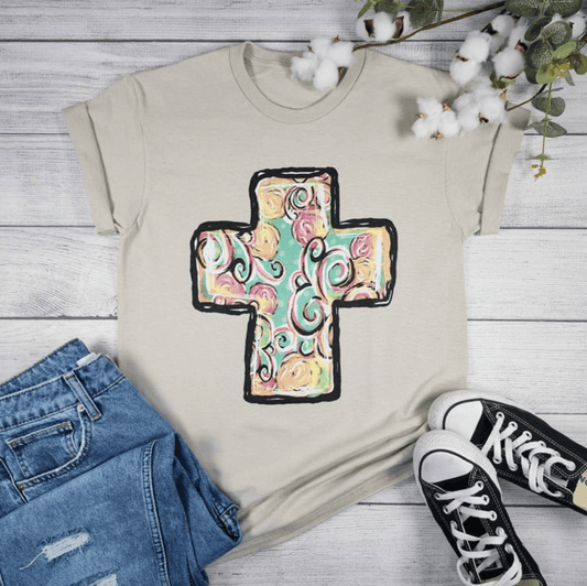 Floral Cross Graphic Tee