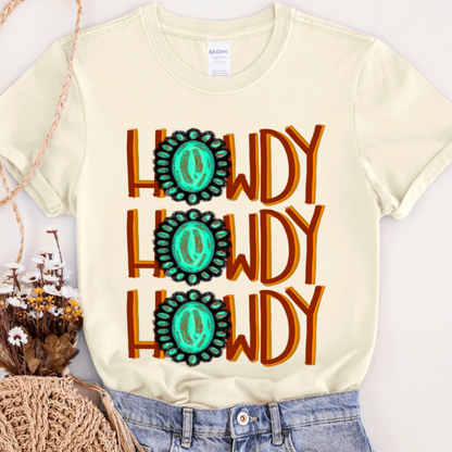 Howdy Turquoise Graphic Tee