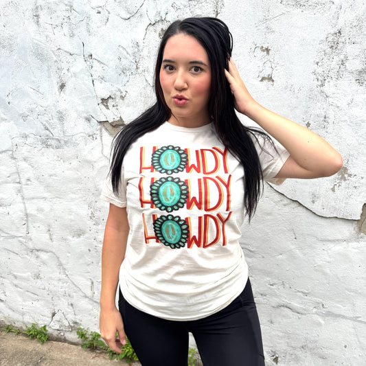 Howdy Turquoise Graphic Tee